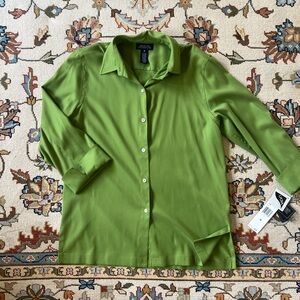 NWT Vintage Silk Jones New York Signature Lime Green Quarter Sleeve Shirt
